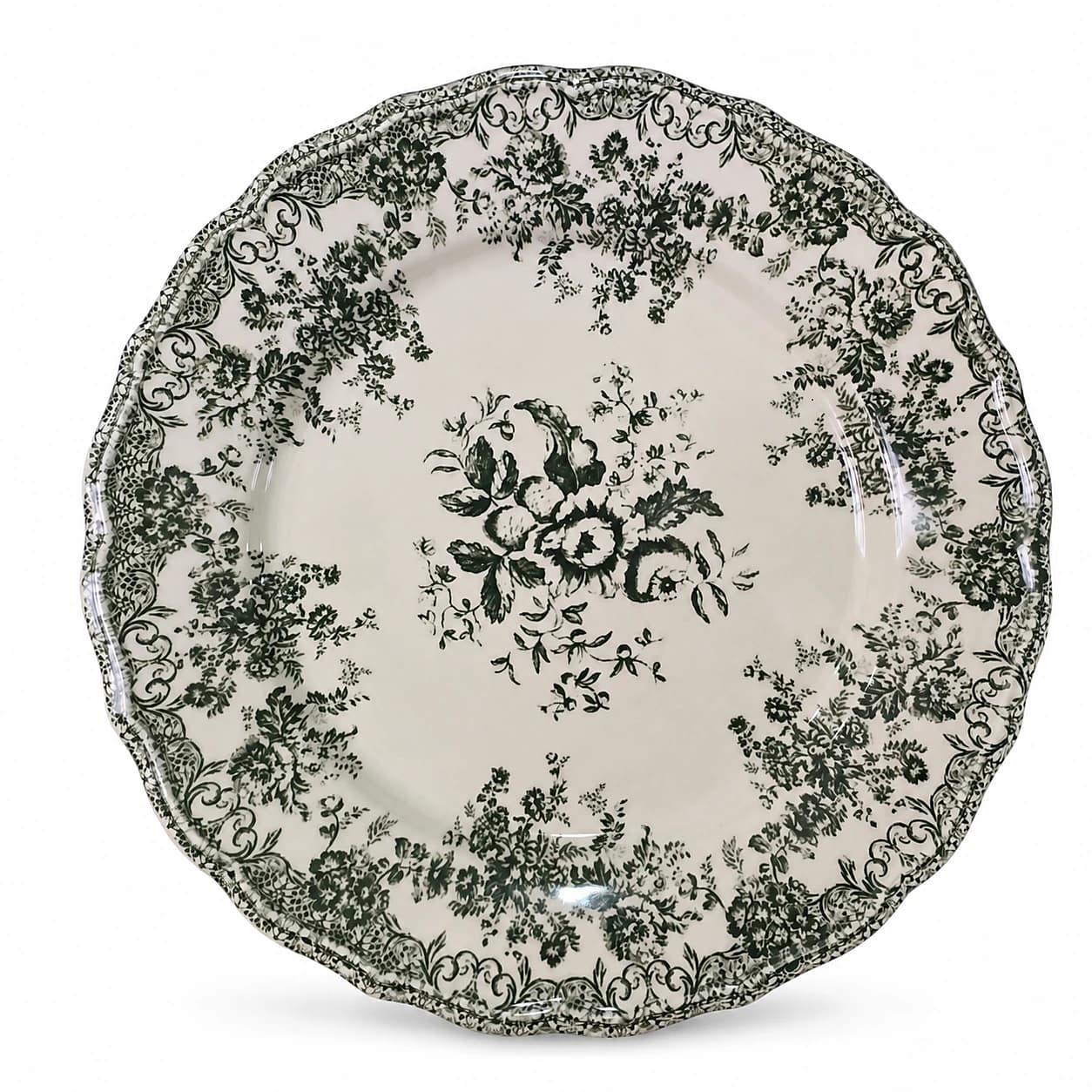 Plato Toile Verde Grande — Majov Eventos Mazatlán