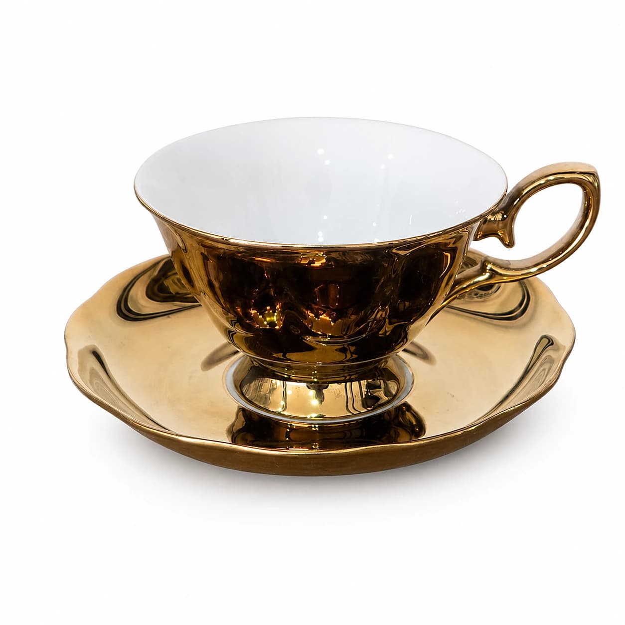 Taza de Té Oro Espejo — Majov Eventos Mazatlán